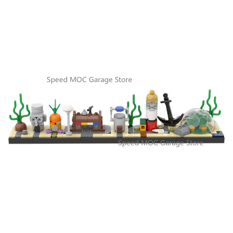 Aquarium Fish Lego - 고정밀 수중 마을 스카이라인 MOC 세트,