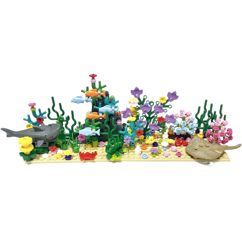 도시 MOC 수족관 수중 세계 식물 장면 관찰 상어 악 - Aquarium Fish Lego 리뷰 및 가격