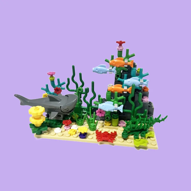 도시 MOC 수족관 수중 세계 식물 장면 관찰 상어 악 - Aquarium Fish Lego 리뷰 및 가격