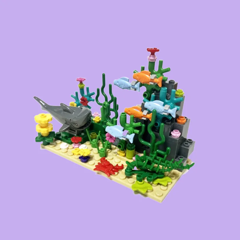 도시 MOC 수족관 수중 세계 식물 장면 관찰 상어 악 - Aquarium Fish Lego 리뷰 및 가격