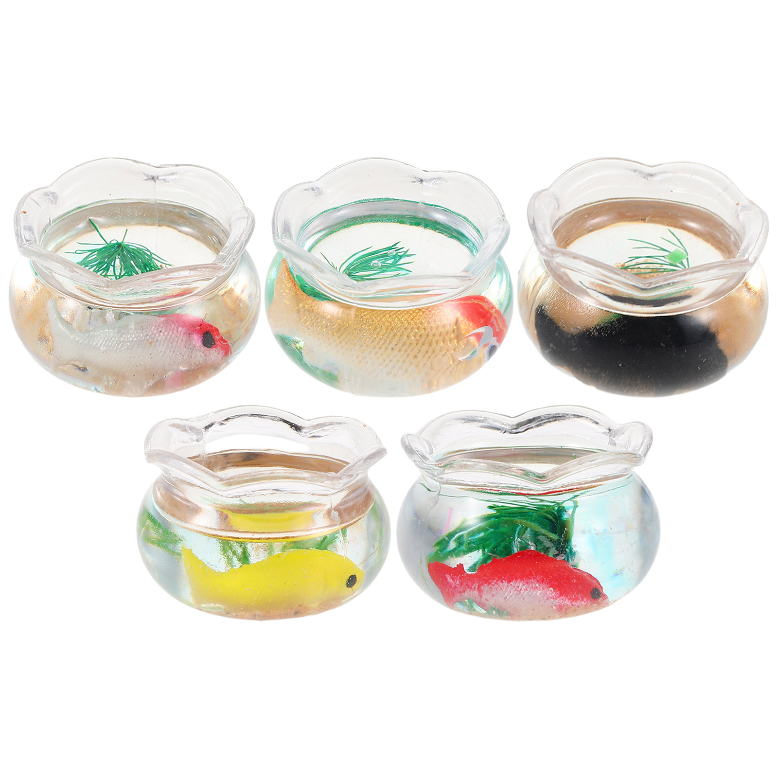 5개 미니어처 어항, 작은 원형 금붕어 수족관, 사실적 - Fish Toy In Aquarium 리뷰 및 가격